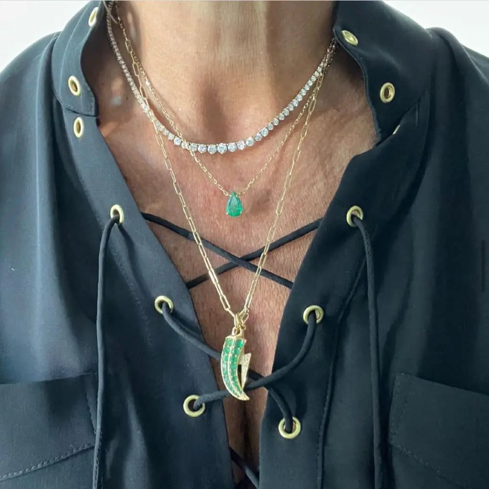 Teardrop emerald necklace