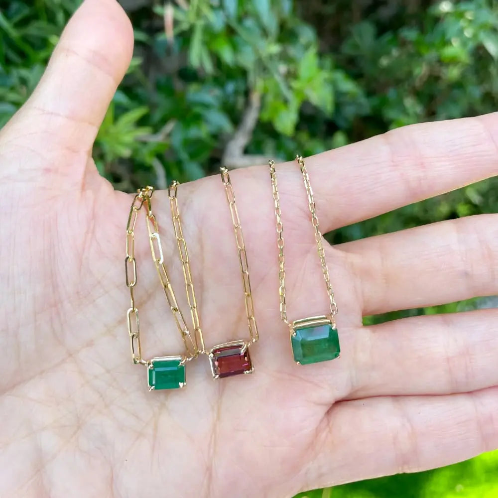 Pink sapphire/emerald necklace